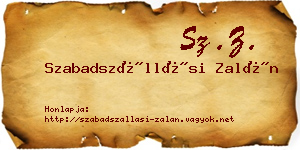 Szabadszállási Zalán névjegykártya